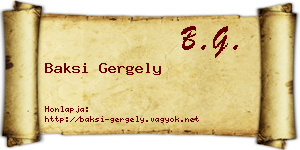 Baksi Gergely névjegykártya